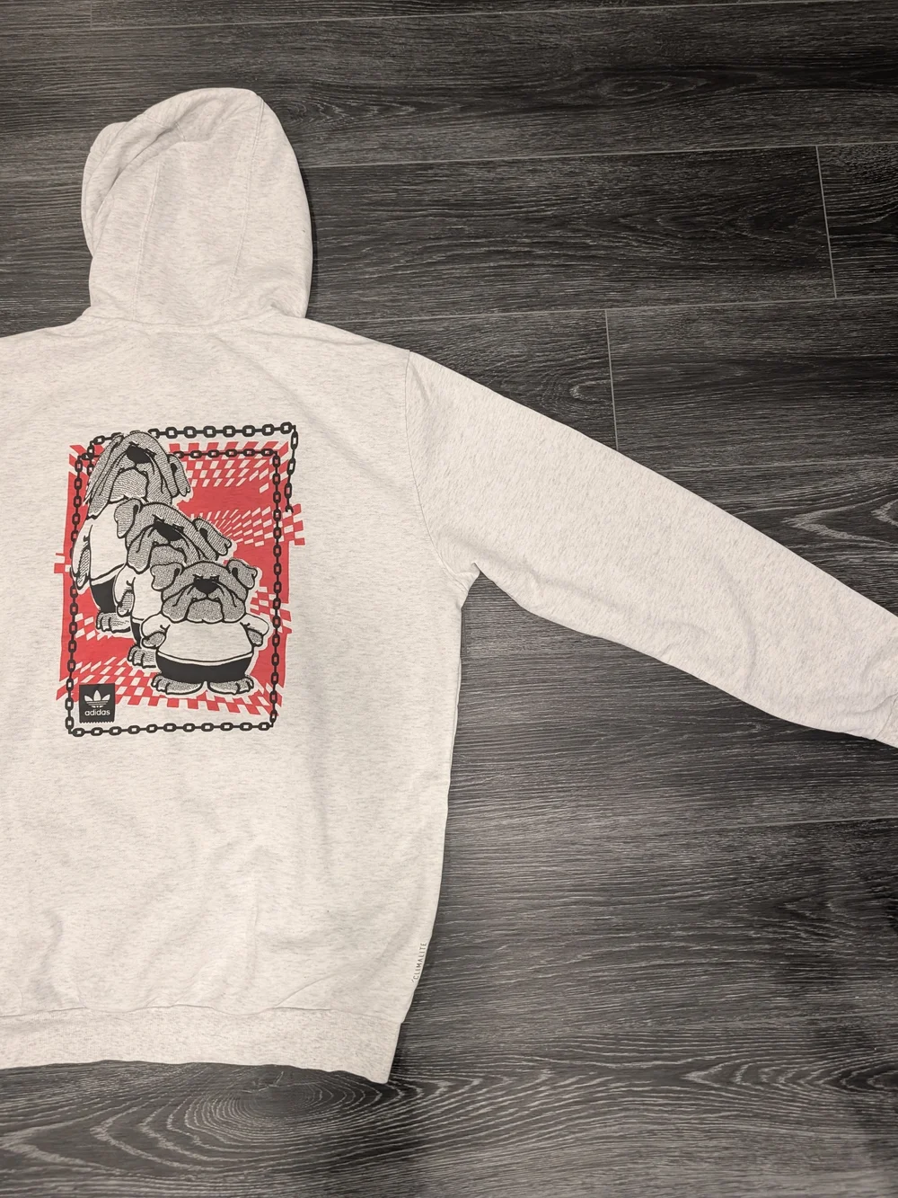 Adidas Light Gray Sweatshirt with Red and Black Graphic